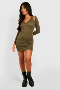 Petite - Robe En Maille à Découpes -BOOHO Kleidung Magasin gzz37256 khaki xl 2