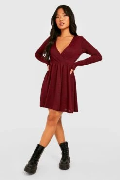 Petite - Robe Patineuse En Maille -BOOHO Kleidung Magasin gzz37257 red xl 2