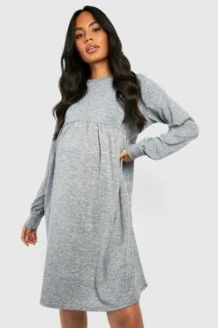 Maternité - Robe De Grossesse Babydoll En Maille -BOOHO Kleidung Magasin gzz37410 grey xl 2