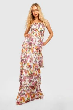 Tall - Robe Plumetis Fleurie Fendue -BOOHO Kleidung Magasin gzz37460 ivory xl 2