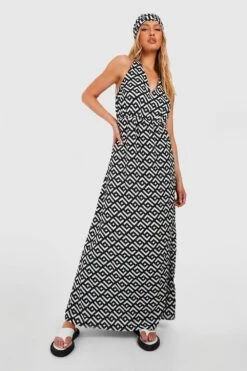 Tall - Ensemble à Imprimé Géométrique Avec Robe Longue Et Foulard