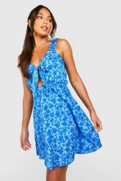 Tall - Robe D'été Nouée Fleurie -BOOHO Kleidung Magasin gzz37496 blue xl 2