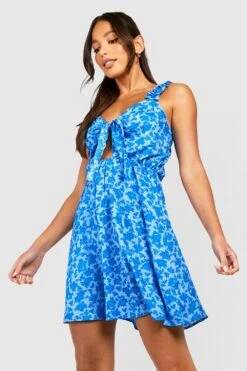 Tall - Robe D'été Nouée Fleurie -BOOHO Kleidung Magasin gzz37496 blue xl 3