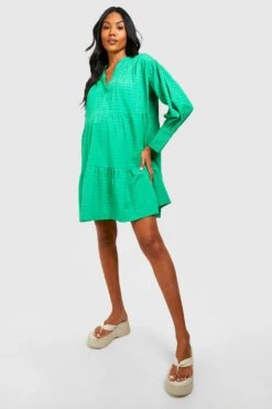 Maternité - Robe De Grossesse Babydoll Texturée 8 Maternité - Robe De Grossesse Babydoll Texturée -BOOHO Kleidung Magasin gzz37516 bright20green xl 2