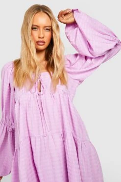 Tall - Robe à Volants Et Manches Bouffantes -BOOHO Kleidung Magasin gzz37590 lilac xl 2