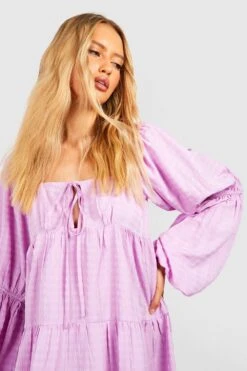 Tall - Robe à Volants Et Manches Bouffantes -BOOHO Kleidung Magasin gzz37590 lilac xl 3
