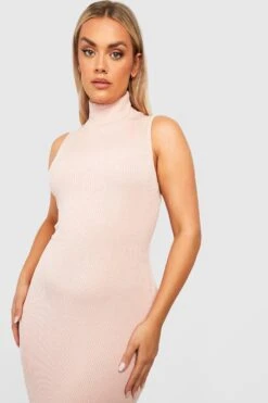 Grande Taille - Robe Longue En Maille à Col Montant -BOOHO Kleidung Magasin gzz37724 nude xl 3
