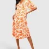 BOOHOO Maternité - Robe De Grossesse Fleurie à Volants -BOOHO Kleidung Magasin gzz37750 orange xl