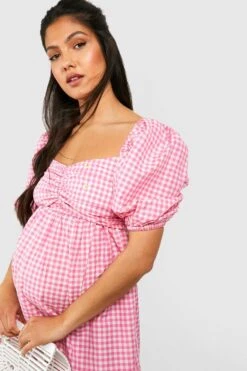 Maternité - Robe De Grossesse Mi-longue Brodée -BOOHO Kleidung Magasin gzz37809 pink xl 3