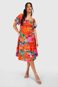 BOOHOO Maternité - Robe De Grossesse Nouée à Manches Bouffantes