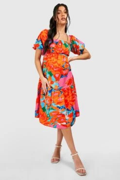 BOOHOO Maternité - Robe De Grossesse Nouée à Manches Bouffantes -BOOHO Kleidung Magasin gzz37811 multi xl 2
