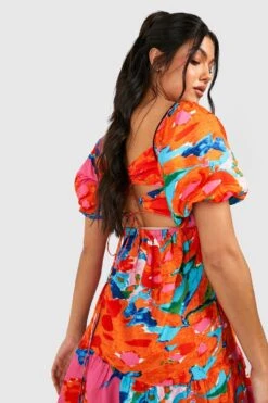 BOOHOO Maternité - Robe De Grossesse Nouée à Manches Bouffantes -BOOHO Kleidung Magasin gzz37811 multi xl 3