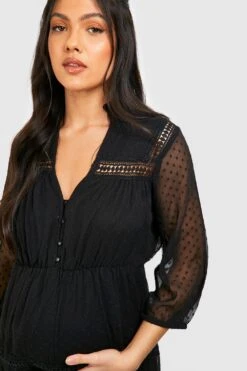 Maternité - Robe De Grossesse Plumetis à Dentelle -BOOHO Kleidung Magasin gzz37831 black xl 3