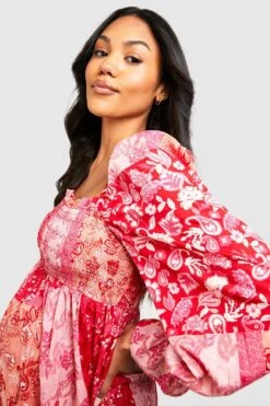 Maternité - Robe De Grossesse Mi-longue Froncée -BOOHO Kleidung Magasin gzz37837 pink xl 3