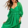 Maternité - Robe De Grossesse Babydoll En Plumetis à Volants 1 Maternité - Robe De Grossesse Babydoll En Plumetis à Volants -BOOHO Kleidung Magasin gzz37839 green xl