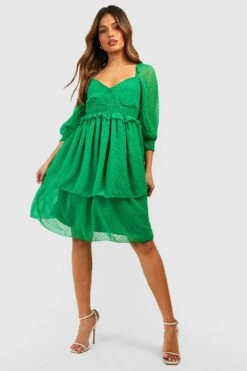 Maternité - Robe De Grossesse Babydoll En Plumetis à Volants -BOOHO Kleidung Magasin gzz37839 green xl 2