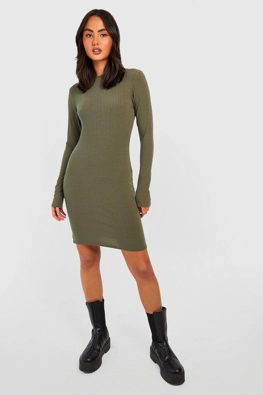 Robe Côtelée Fendue à Manches Longues 5 Robe Côtelée Fendue à Manches Longues – Image 3