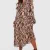 Grande Taille - Robe Longue à Imprimé Animal Et Volants -BOOHO Kleidung Magasin gzz37975 brown xl