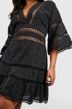 Grande Taille - Robe Babydoll En Broderie Anglaise -BOOHO Kleidung Magasin gzz37976 black xl 3