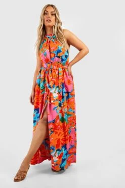 BOOHOO Grande Taille - Robe Longue Fleurie Dos Nu -BOOHO Kleidung Magasin gzz37978 orange xl 2