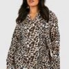 BOOHOO Grande Taille - Ensemble à Imprimé Léopard Avec Robe Chemise Et Foulard -BOOHO Kleidung Magasin gzz37986 leopard xl