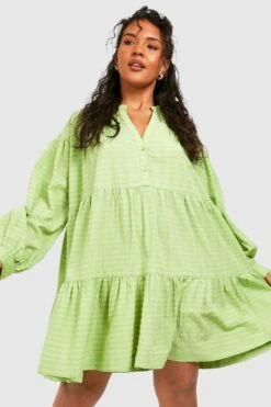 Grande Taille - Robe Babydoll Texturée -BOOHO Kleidung Magasin gzz38005 pistachio xl 3