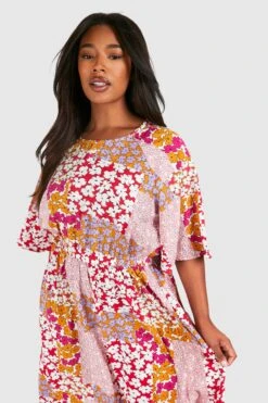 Grande Taille - Robe Fleurie à Manches Larges -BOOHO Kleidung Magasin gzz38013 multi xl 3