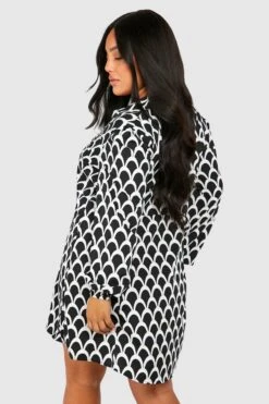 Grande Taille - Robe Chemise à Imprimé Géométrique -BOOHO Kleidung Magasin gzz38014 black xl 1