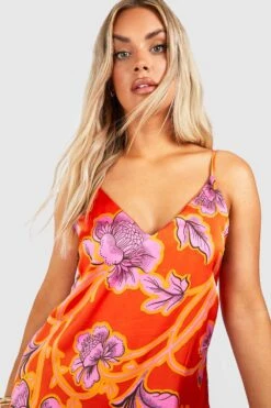 Grande Taille - Robe Longue Satinée Fleurie -BOOHO Kleidung Magasin gzz38015 pink xl 3