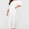 Grande Taille - Robe Mi-longue Dos Nu à Manches Bouffantes -BOOHO Kleidung Magasin gzz38044 white xl