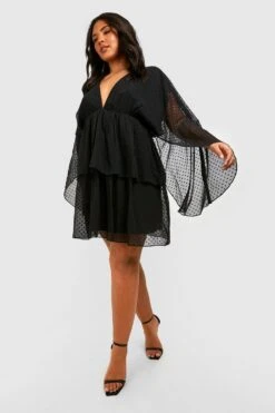 Grande Taille - Robe Patineuse En Mesh à Manches Courtes -BOOHO Kleidung Magasin gzz38079 black xl 2