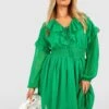Grande Taille - Robe Patineuse Plumetis à Volants -BOOHO Kleidung Magasin gzz38080 green xl