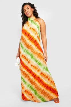 Grande Taille - Robe Longue Tie Dye à Col Montant -BOOHO Kleidung Magasin gzz38127 orange xl 2