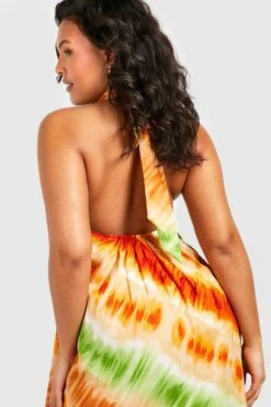 Grande Taille - Robe Longue Tie Dye à Col Montant -BOOHO Kleidung Magasin gzz38127 orange xl 3