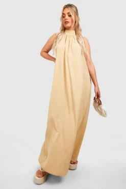 Grande Taille - Robe Patineuse à Col Montant -BOOHO Kleidung Magasin gzz38128 stone xl 2