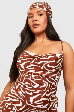 Grande Taille - Ensemble Zébré Avec Robe Longue Et Foulard -BOOHO Kleidung Magasin gzz38155 purple xl 3