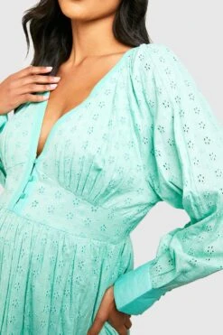 Maternité - Robe De Grossesse Mi-longue En Broderie -BOOHO Kleidung Magasin gzz38271 sage xl 3