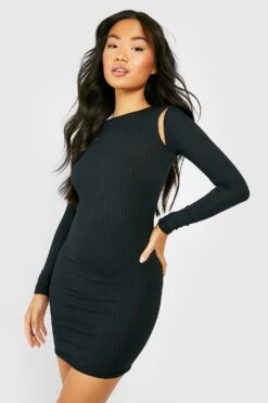 Petite - Robe Courte En Maille Côtelée épaisse