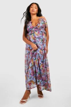 Grande Taille - Robe Longue Fleurie En Plumetis à Volants 8 Grande Taille - Robe Longue Fleurie En Plumetis à Volants -BOOHO Kleidung Magasin gzz38403 blue xl 2