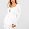 Grande Taille - Robe Babydoll Froncée En Plumetis -BOOHO Kleidung Magasin gzz38425 ivory xl