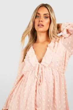 Grande Taille - Robe Babydoll En Plumetis à Volants -BOOHO Kleidung Magasin gzz38427 blush xl 3