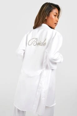 BOOHOO Robe De Chambre Satinée à Slogan Bride