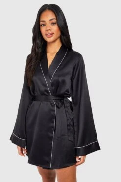BOOHOO Robe De Chambre Satinée à Broderie Mother Of The Bride -BOOHO Kleidung Magasin gzz38552 black xl 3