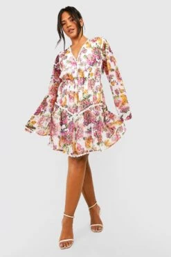 BOOHOO Grande Taille - Robe Patineuse Fleurie En Mesh -BOOHO Kleidung Magasin gzz38558 ivory xl 2