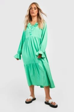 Grande Taille - Robe Texturée à Volants -BOOHO Kleidung Magasin gzz38567 pale20green xl 2