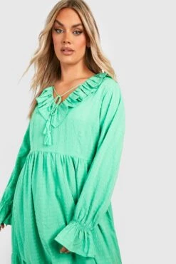 Grande Taille - Robe Texturée à Volants -BOOHO Kleidung Magasin gzz38567 pale20green xl 3