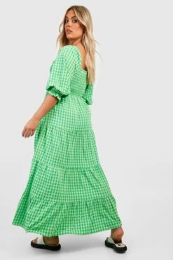 Grande Taille - Robe Mi-longue à Imprimé Vichy -BOOHO Kleidung Magasin gzz38569 green xl 1