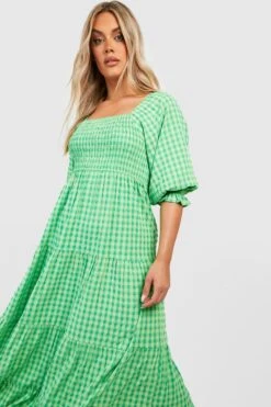 Grande Taille - Robe Mi-longue à Imprimé Vichy -BOOHO Kleidung Magasin gzz38569 green xl 2