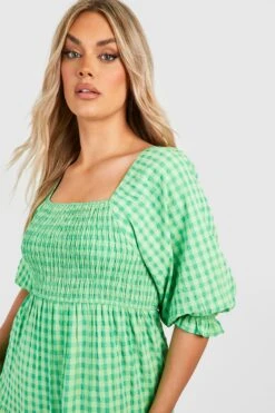 Grande Taille - Robe Mi-longue à Imprimé Vichy -BOOHO Kleidung Magasin gzz38569 green xl 3