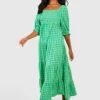 Petite - Robe Mi-longue à Imprimé Vichy -BOOHO Kleidung Magasin gzz38611 green xl
